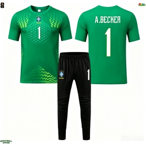 Brasilien Alisson Becker #1 Målvakt Bortaställ Barn VM 2026 Kortärmad (+ Korta byxor)